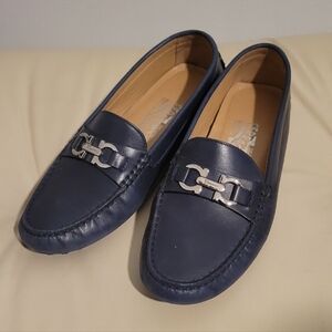 Men's Navy Loafers with Silver Accent